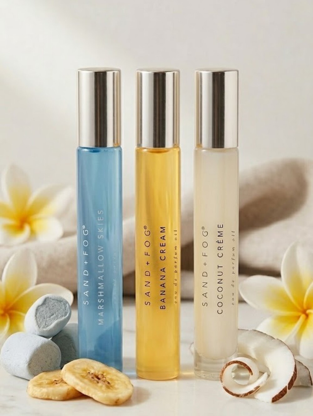 Sand + Fog Fragrance Body Oils, Set Of 3-10 ml Rollerballs (New)